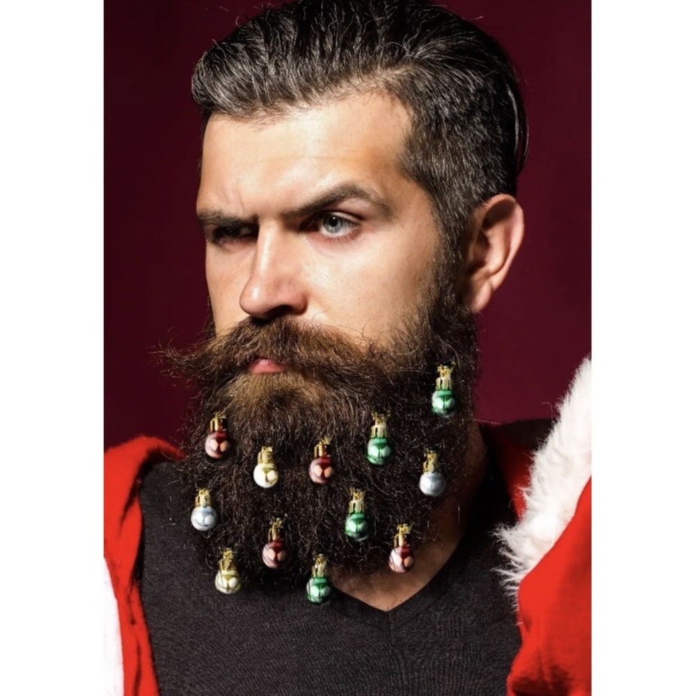 Beardaments - Beard Ornaments - Beard Baubles Pack of 12 with MINI-CLIPS